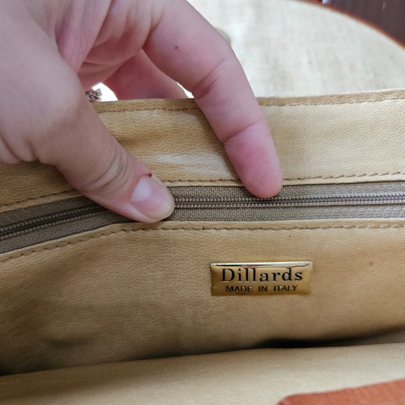 Dillards Vintage Cream Tweed & Leather Crossbody Shoulder Bag Beach Neutral‎ - Picture 8 of 12